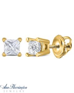 14k Yellow Gold 1/5 ct tw Certified Princess Diamond Stud Earrings