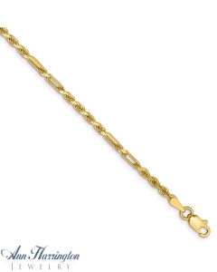 14k Yellow Gold 2.5 mm Milano Rope Chain