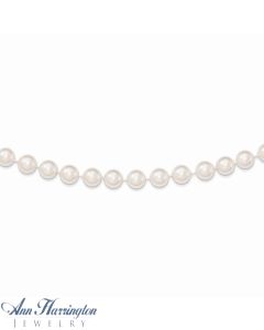 14k Yellow Gold 5-6 mm White Akoya Saltwater Cultured Pearl Strand Necklace