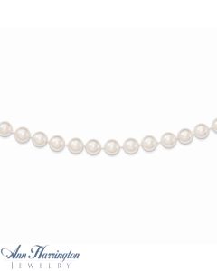 14k Yellow Gold 5-6 mm White Akoya Saltwater Cultured Pearl Strand Necklace