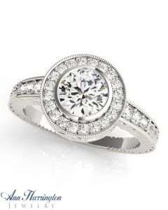 14k White Gold 1/3-3/8 ct tw Diamond Antique Style Engagement Ring, 5.2-8.8 mm (for 1/2 to 2 1/2 ct) Semi Setting 