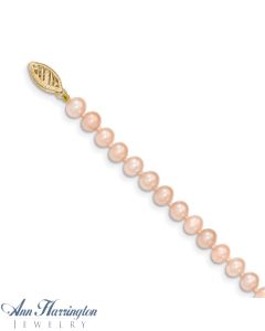 14k Yellow Gold 5-6 mm Pink Freshwater Cultured Pearl Strand Necklace