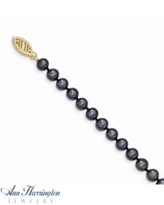 14k Yellow Gold 5-6 mm Black Freshwater Cultured Pearl Strand Necklace