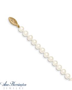 14k Yellow Gold 5-6 mm White Freshwater Cultured Pearl Strand Necklace