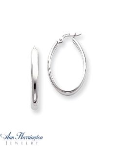 14k White or Yellow Gold 3.5 mm x 18 mm x  25 mm Oval Hoop Earrings