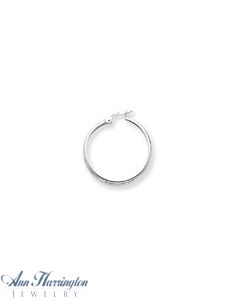 14k White or Yellow Gold 3 mm x 25 mm Round Hoop Earrings