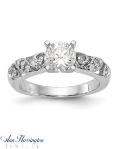 14k White Gold .07 ct tw Diamond Vintage Engagement Ring Semi Mounting