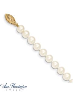 14k Yellow Gold 6-7 mm White Freshwater Cultured Pearl Strand Necklace