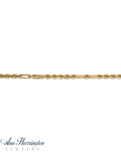 14k White or Yellow Gold 3 mm Milano Rope Chain