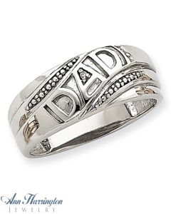14k White Gold .02 ct tw Diamond Men's Dad Ring, 612211