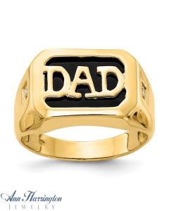 14k .04 ct tw Diamond Men's Onyx Dad Ring