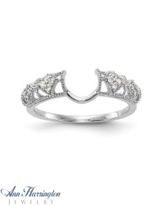 14k White Gold 1/10 ct tw Diamond Filigree Vintage Style Ring Enhancer, 650511