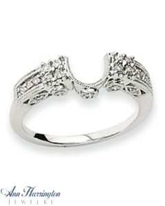 14k White Gold 1/4 ct tw Diamond Antique Style Ring Wrap, 650611