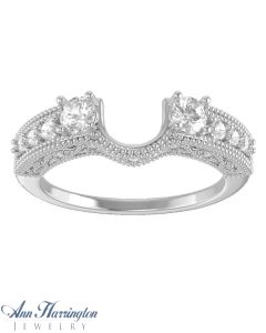 14k White Gold 1/2 ct tw Diamond Antique Vintage Style Ring Enhancer