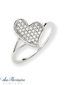 14k White Gold 1/4 ct tw Diamond Pav'e Heart Ring