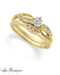 14k Yellow Gold ct tw Diamond Engagement Ring, Semi Mounting