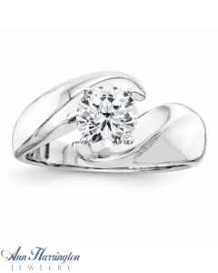 14k White or Yellow Gold Bypass Solitaire Engagement Ring Mounting, 8113