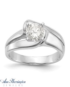 14k White Gold Solitaire Engagement Ring Mounting