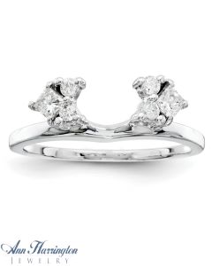 14k White Gold 1/3 ct tw Princess and Round Diamond Ring Wrap, 824111