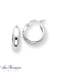 14k White or Yellow Gold 4 mm x 8 mm Round Hoop Earrings