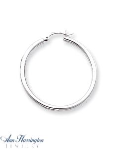 14k White or Yellow Gold 2.5 mm x 40 mm Round Hoop Earrings
