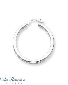 14k White or Yellow Gold 3 mm x 35 mm Round Hoop Earrings