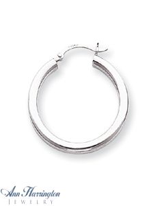 14k White or Yellow Gold 3 mm x 30 mm Round Hoop Earrings