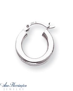 14k White or Yellow Gold 3 mm x 15 mm Round Hoop Earrings