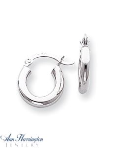 14k White or Yellow Gold 3 mm x 14 mm Round Hoop Earrings