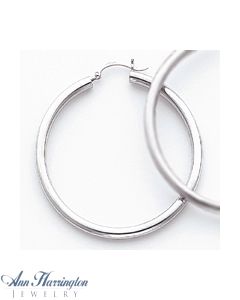14k White or Yellow Gold 3 mm x 50 mm Round Hoop Earrings