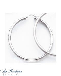 14k White or Yellow Gold 3 mm x 55 mm  Round Hoop Earrings