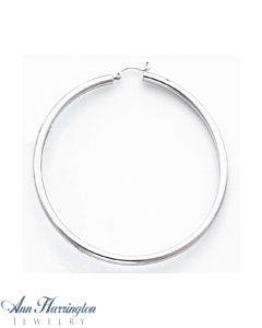 14k White or Yellow Gold 3 mm x 60 mm Round Hoop Earrings