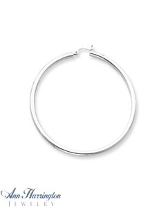 14k White or Yellow Gold 3 mm x 65 mm Round Hoop Earrings