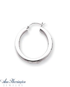 14k White or Yellow Gold 4 mm x 30 mm Round Tube Hoop Earrings