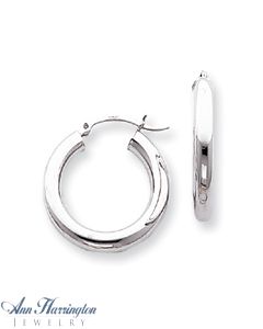 14k White or Yellow Gold 4 mm x 25 mm Round Tube Hoop Earrings