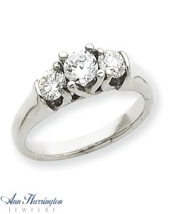 14k White Gold 1 ct tw 3 Stone Diamond Ring