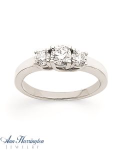 14k White Gold 3/4 ct tw 3 Stone Diamond Ring