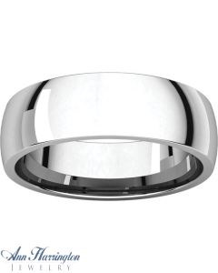 Platinum 6 mm Men's Half Round Light Wedding Band, 8RL11