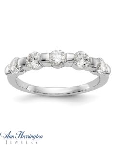 14k White or Yellow Gold 1 ct tw 5 Stone Diamond Anniversary Band, 902611