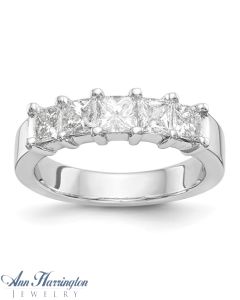 14k White Gold 1 1/4 ct tw 5 Stone Princess Cut Diamond Anniversary Band
