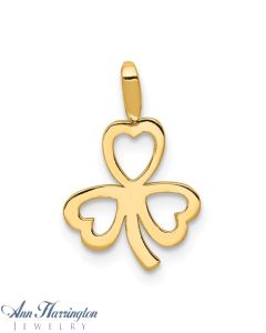 14k Heart Clover Charm