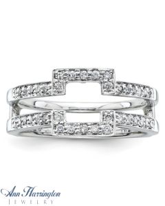 14k White Gold 3/8 ct tw Diamond Antique Style Halo Ring Guard for Princess, Emerald, Round etc., Ring Guards, Ring Enhancers, Ring Enhancer