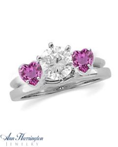 14k White or Yellow Gold 4 or 5 mm Heart Shape Genuine Pink Sapphire Bridal Ring Wrap