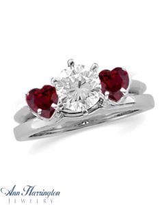 14k White or Yellow Gold 4 or 5 mm Genuine Ruby Hearts Bridal Ring Wrap