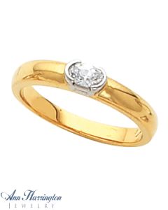 14k 2-Tone or White Gold 5x3 mm Oval Semi Bezel Set Ring Setting
