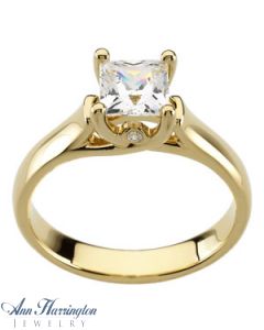 14k Yellow Gold 3.5x3.5, 4.5x4.5, 5x5, 5.5x5.5 and 6x6 mm Princess Cut Cathedral Trellis Engagement Solitaire Ring Setting
