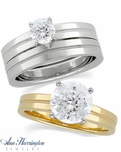 14k White or Yellow Gold  4-Prong Square Shank Tifffany Solitaire Engagement Ring, 5.2 - 8.2 mm Setting, B20401