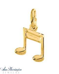 14k Yellow Gold 10 x 8 mm Musical Note Pendant