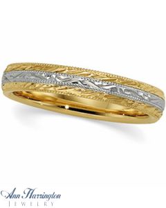 14k 2-Tone 4 mm Women's And Men's Engraved Wedding Band