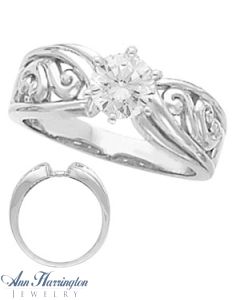 14k White or Yellow Gold Filigree Ring Mounting
